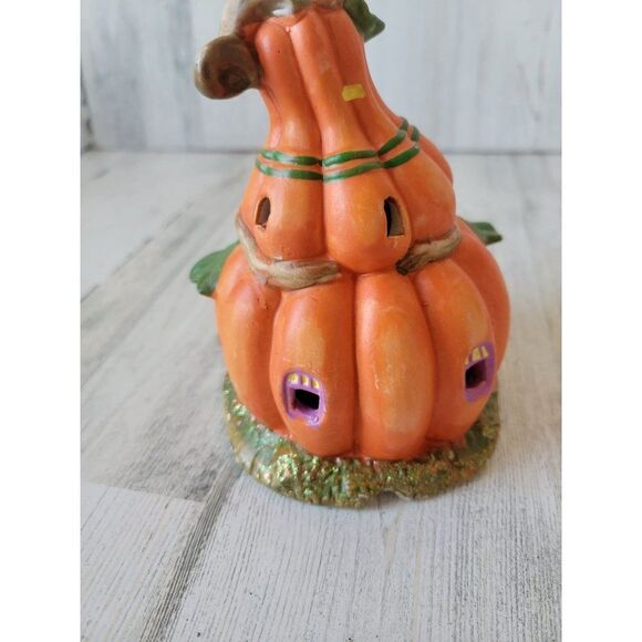 Hamburger pumpkin Halloween mini village house decor light up vintage mushrooms - Picture 5 of 9